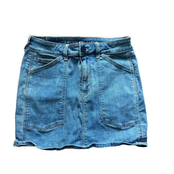 American Eagle Dresses & Skirts - American Eagle hi rise mini denim jeans skirt sz 6 next level stretch